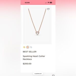 Pandora Rose Gold Sparkling Heart Collier Necklace